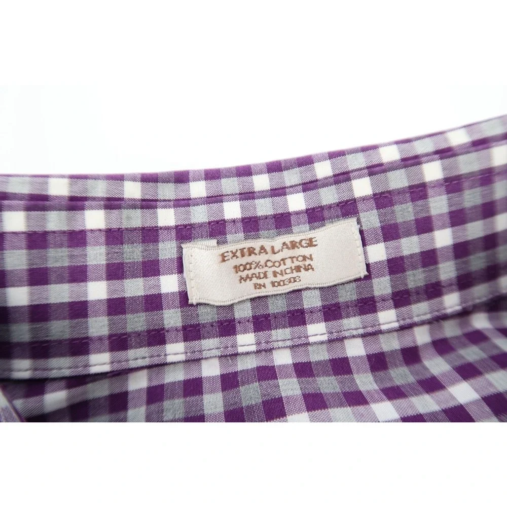 Peter Millar Men's XL Purple Gingham Checks Long Sleeve Button Front‎ Shirt